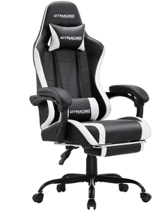 lot 570 image: GTRACING GTWD-200 Ergonomic Gaming Chair with Adjustable Pillows and Footrest