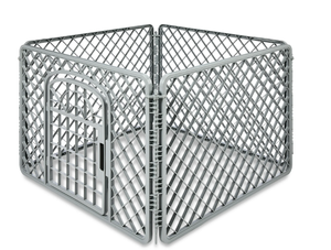 lot 595 image: Vibrant Life 4-Panel Pet Playpen, Dog Fence with Door for Indoor and Outdoor Use