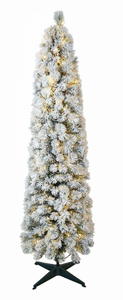 lot 45 image: 7 Pre-Lit Flocked Colorado Artificial Christmas Tree with 190 Warm White LED Lights, by Holiday Time
