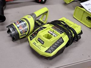 lot 12 image: Ryobi One 18V Cordless Tool 30-minute Battery Charger and Cordless Flashlight