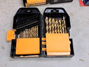 lot 44 image: Titanium Nitride High Speed Steel Drill Bit Set with Plastic Case