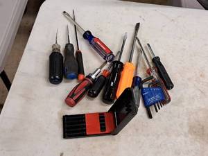 lot 47 image: Lot of (13) Hand Tools - Screwdriver, Picks, Hex Wrench Set, Screwdriver Bit Set