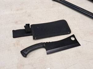 lot 105 image: Outdoorsman HatchetKnifeCleaver with Sheath