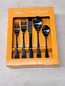 lot 108 image: Our Table Colby Collection 180 Stainless Steel Flatware Set - Service for Four 20-piece