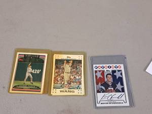 lot 152 image: Lot of (5) Collectors Cards in Plastic Sleeve - Stan Musial 1963 Cardinals Baseball, Johnny Damon Yankees Baseball, Kevin OConnel Patriots Football, Chien-Ming Wang Yankees Baseball (x2)