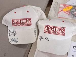 lot 157 image: Lot of (2) Autographed Fightins Philadelphia Phillies Baseball Caps
