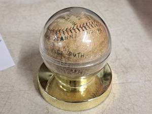 lot 170 image: Vintage 1920s - At The Polo Grounds Sept 25 1920 Yankees and Washington Game Played Baseball with Display Case