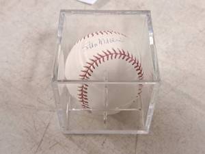 lot 168 image: Rawlings Stan Musial Signed Officlal MLB Baseball with Plastic Display Case