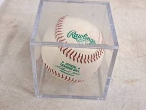 lot 163 image: Rawlings Official Training Ball Souveneir with Plastic Display Case