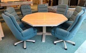 lot 2 image: Octagon Game Table with Eight Chairs