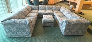 lot 10 image: Vintage Conversation Sofa with Ottoman  Vintage Modular Sectional Sofa