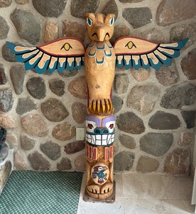 lot 1 image: Hand Carved Wooden Totem Pole