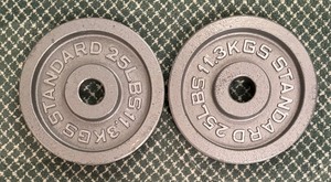 lot 71 image: Two Standard 25 Pound Weights