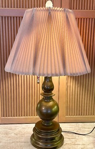 lot 23 image: Original 60s Rembrandt Masterpiece Brass Table Lamp with Original Pleated Shade