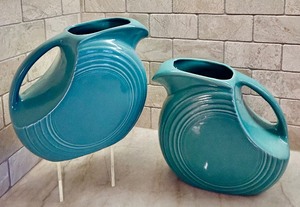 lot 70 image: Two Beautiful Vintage Aqua Fiesta Pitchers