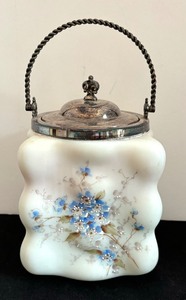 lot 157 image: Antique Hand Painted Wavecrest Biscuit Jar