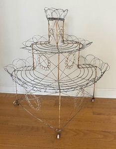 lot 159 image: Antique Victorian Style Bent Wire Three Tiered Plant Stand