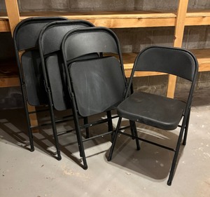 lot 115 image: Four Black Metal Folding Chairs