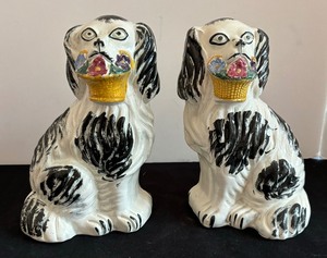 lot 202 image: Pair of Vintage Staffordshire Dog Figurines