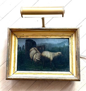 lot 243 image: Original Framed  Sheep Motif Oil Painting