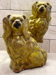 lot 170 image: Two Staffordshire Dog Porcelain Honey Glazed Figurines