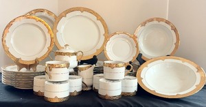 lot 179 image: Beautiful China with Full 8 Setting with Cream and Gold Accent