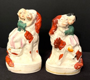 lot 267 image: Two Vintage Staffordshire Dog Figurines