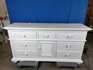 lot 6 image: Cottage Traditions White Triple Dresser, 70 Wide x 37 Tall x 20 Deep