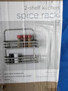 lot 9 image: Honey-Can-Do Cabinet Door Spice Rack with Over-the-Door Hooks