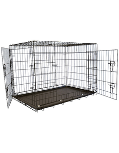 lot 52 image: Black Iconic Pet 48 Foldable Double-Door Dog Training Crate with Divider