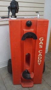 lot 188 image: Gas Caddy 28 gallons, on cart. 39 tall  13 nozzle