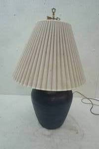 lot 209 image: 26 lamp 15 wide. Dark blue, terracotta style