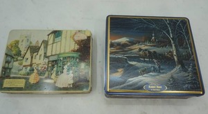 lot 219 image: vintage chocolate tin and Terry Redlin print tin