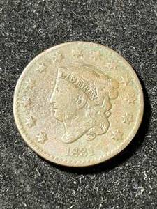 lot 11 image: 1831 US BRAIDED HAIR LARGE CENT
