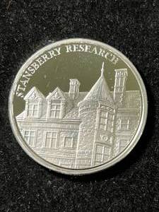 lot 26 image: 1 TROY OZ .999 FINE SILVER STANSBERRY RESEARCH ROUND
