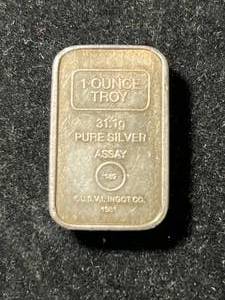 lot 61 image: 1 TROY OZ .999 FINE SILVER A-MARK BAR
