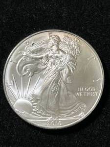 lot 66 image: 2010 AMERICAN SILVER EAGLE 1 TROY OZ .999 FINE SILVER