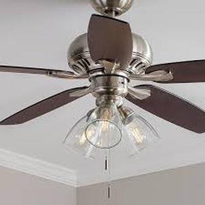 lot 36 image: Hampton Bay Rockport Universal 3-Light Brushed Nickel Ceiling Fan LED Light Kit    Customer Returns See Pictures