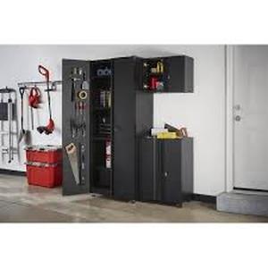 lot 43 image: Husky 3-Piece Regular Duty Welded Steel Garage Storage System in Black Customer Returns See Pictures