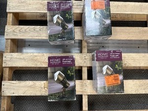 lot 80 image: 4 New Home Decorators Collection 50-Watt Equivalent Low Voltage Brass Integrated LED 2700K Warm White Outdoor Landscape Flood Light
