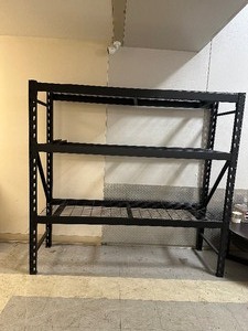 lot 21 image: Edsal 4-Shelf Industrial Storage Shelving Unit, 77W x 24D x 72H, Black
