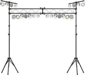 lot 5 image: 2 Sets GearIT Lighting Truss System, Two 12 ft. Tripod Stands With T-Bars, Two 5 ft. Stage Trusses, 36 Mounting Points, Up to 200 lbs. Capacity (ONE SET COMPLETE, ONE SET MISSING PARTS)