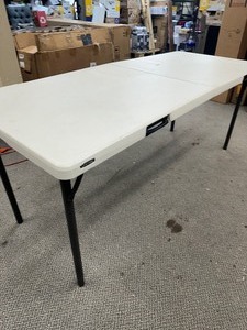 lot 149 image: Lifetime Commercial Fold-In-Half Table, 72L x 30W x 29H, Almond