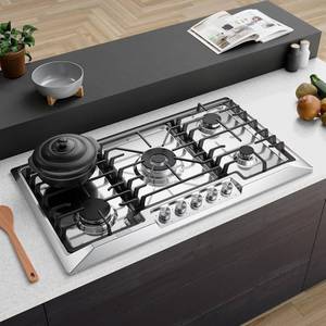 lot 24 image: Empava EMPV-36GC23 36 Inch Stainless Steel Gas Cooktop Professional 5 Italy Sabaf Burners Stove Top Certified with Thermocouple Protection Silver