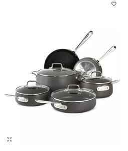 lot 10 image: New All-Clad HA1 Hard Anodized Nonstick Cookware Set 10 Piece Induction Oven Broiler Safe 500F, Lid Safe 350F Pots and Pans Black (Retail $499.99)