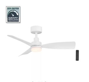 lot 172 image: New Hampton Bay Marlston 36 in. IndoorOutdoor Matte White with White Blades Ceiling Fan with Adjustable White LED with Remote Included