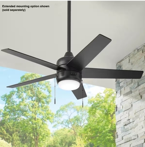 lot 170 image: New Hampton Bay Mena 44 in. LED IndoorOutdoor Matte Black Ceiling Fan with Light Kit and Reversible Blades Included