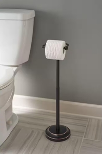 lot 166 image: New Delta Porter Telescoping Pivoting Free-Standing Toilet Paper Holder in Oil Rubbed Bronze