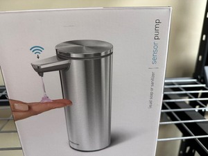 lot 251 image: Simple Human Stainless Steel Touchless Soap Dispenser - Has Been Used, Has Soap On It that Spilled