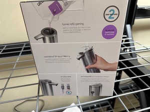 lot 186 image: Simple Human Stainless Steel Touchless Soap Dispenser - Has Been Used, Has Soap On It that Spilled